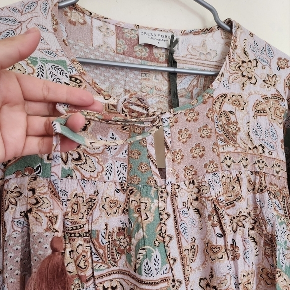 Dress Forum Sage/ Lavender Multi | Patchwork Sewing Boho Dress size Small - Picture 4 of 9